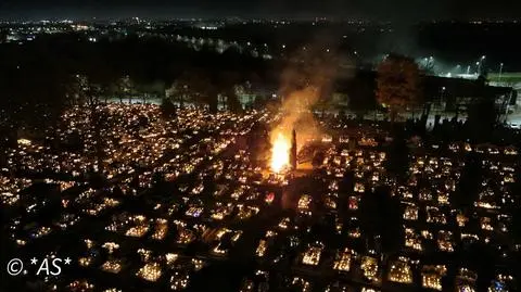 Pożar na cmentarzu w Koninie