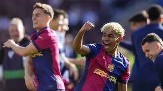 Lamine Yamal (FC Barcelona) po zwycięstwie z Realem Madryt, 11 maja 2025 r. 
