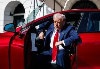 Trump w tesli przed Białym Domem. "Społeczeństwo nie jest głupie"