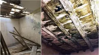 Brak dachu i spleśniałe stropy w domu Rubii