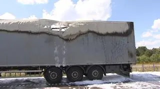 Pożar naczepy z elektroodpadami na A1