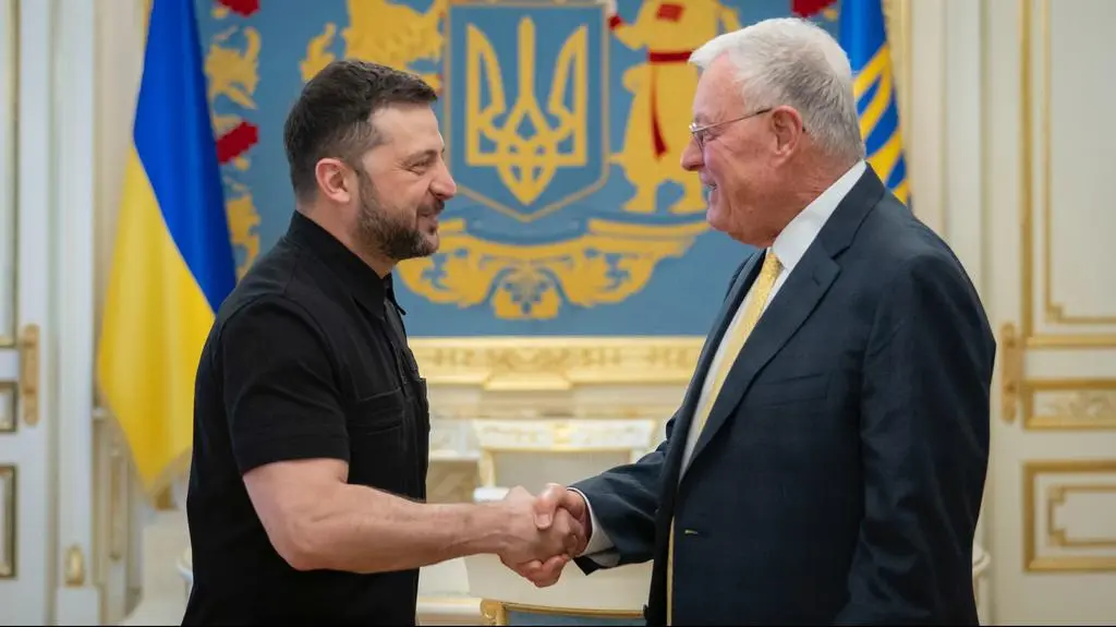 Wołodymyr Zełenski i gen. Keith Kellog