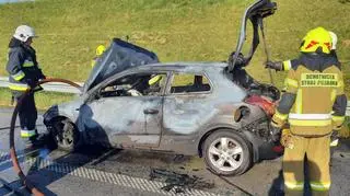 Samochód spłonął na autostradzie A1