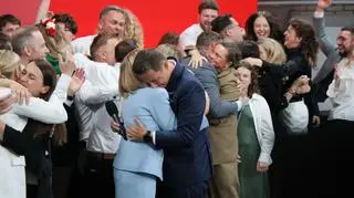 Warszawa, 1 czerwca 2025. Wieczór wyborczy Rafała Trzaskowskiego po ogłoszeniu prognozy exit poll