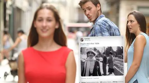 Charlie Chaplin prekursorem słynnego zdjęcia z rozkojarzonym chłopakiem? Sprawdzamy