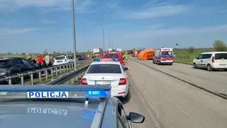 The police work at the accident site