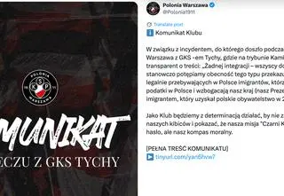 Baner "żadnej integracji – wszyscy do deportacji" na meczu Polonii. Klub zapowiada konsekwencje