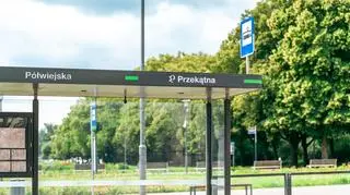 Przystanek przy ulicy Półwiejskiej, tymczasowo zamienił się w "Przekątną"