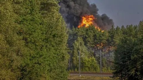 Pożar na obrzeżach Wilna. Płonęło osiem wagonów z gazem skroplonym