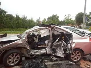 Wypadek w miejscowości Popielawy (woj. łódzkie)