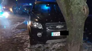 Pijany nastolatek uderzył autem w drzewo