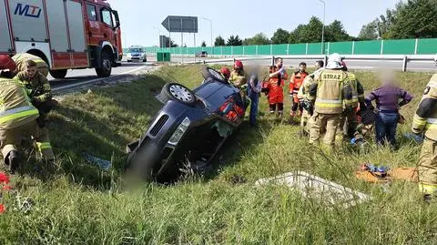 Dachowanie na S14 koło Aleksandrowa Łódzkiego