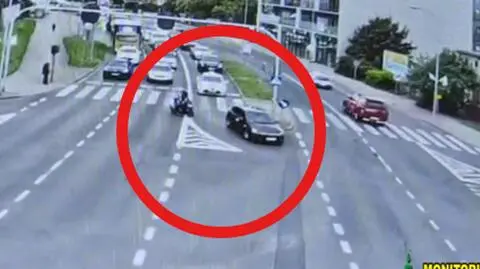 Zielona Góra. Niebezpieczny manewr motocyklisty