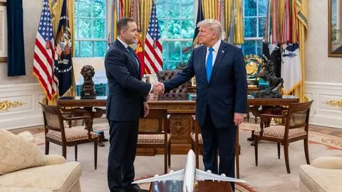 Karol Nawrocki podczas spotkania z Donaldem Trumpem