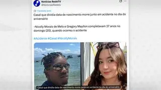 Media informują o śmierci pary 27-latków Nicolly i Gregory'ego