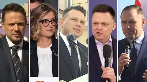 Od lewej: Rafał Trzaskowski, Magdalena Biejat, Sławomir Mentzen, Szymon Hołownia, Karol Nawrocki