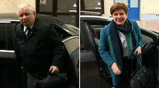 Beata Szydło i Jarosław Kaczyński przybyli do siedziby PiS w Warszawie