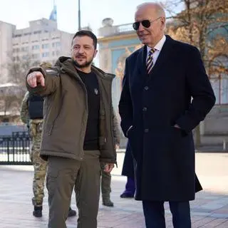 Prezydent USA Joe Biden i prezydent Ukrainy Wołodymyr Zełenski