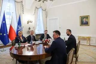 Spotkanie Szymona Hołowni i Władysława Kosiniaka-Kamysza w Pałacu Prezydenckim