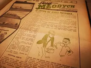 Jeden z rysunków Papcia ze "Świata Młodych" z 1949 roku