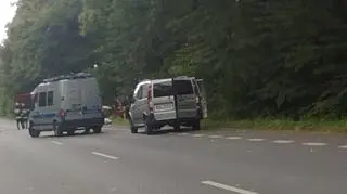 Straż pożarna, policja, pogotowie pojawiły się na miejscu wypadku