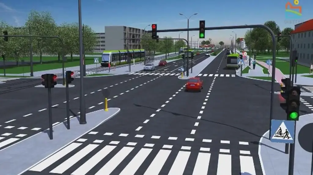 Wizualizacja linii tramwajowej w Olsztynie