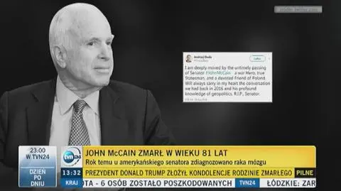 Kondolencje po śmierci McCaina płyną także z Polski