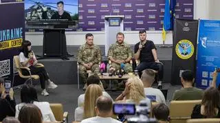Maksim Kuzminow w czasie konferencji prasowej w Kijowie. Zdjęcie z 5 września 2023 roku 