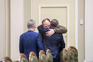 Marszałek Senatu Tomasz Grodzki i szef Rady Najwyższej Ukrainy Rusłan Stefanczuk