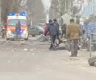 Miasto Kurachowe po rosyjskim ostrzale 