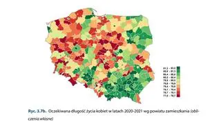 Oczekiwana długość życia kobiet w latach 2020-2021
