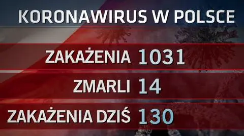 1031 osób zakażonych koronawirusem w Polsce. 14 osób zmarło
