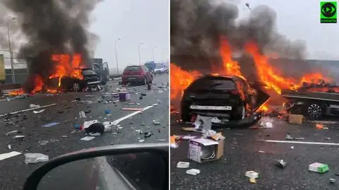 Wieźli organy do przeszczepu, zobaczyli na autostradzie płonące auta i ruszyli z pomocą