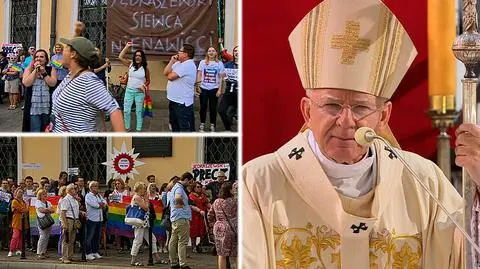 Echa słów arcybiskupa Jędraszewskiego. Oburzeni protestują przed pałacem biskupim