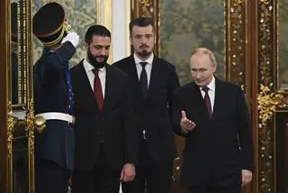 Prezydent Syrii Ahmad al-Szara podczas wizyty w Moskwie
