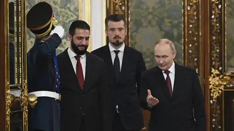 Prezydent Syrii Ahmad al-Szara podczas wizyty w Moskwie