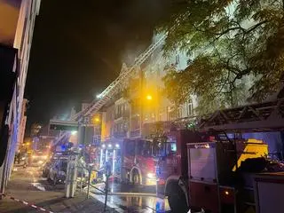 Pożar kamienicy przy ul. Francuskiej w Katowicach