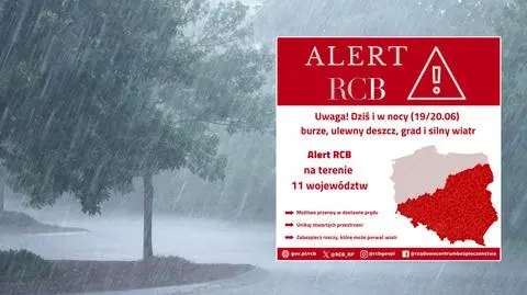 Alert RCB w 11 województwach. "Unikaj otwartych przestrzeni" 