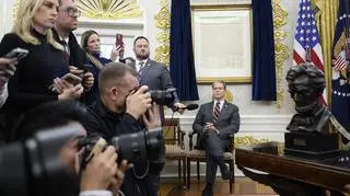 Dziennikarze podczas spotkania Donalda Trumpa z Zohranem Mamdanim w Białym Domu 