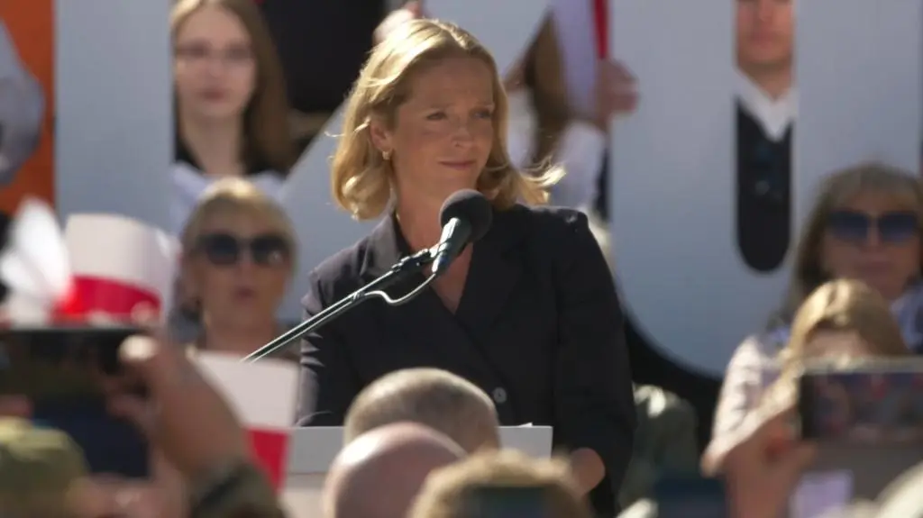 Małgorzata Trzaskowska na wiecu wyborczym swojego małżonka w Poznaniu 