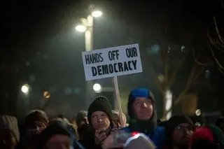 Antyrządowe demonstracje w Bratysławie. Zdjęcie z lutego