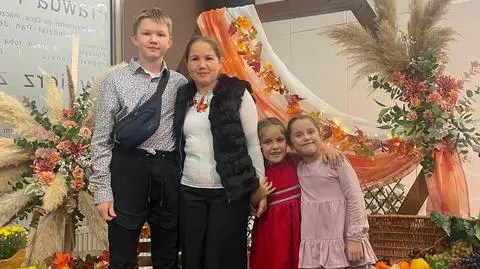 Uchodźczyni Iryna Varzhova z trójką dzieci 