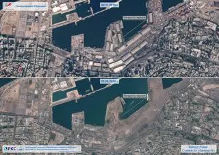 Port w Bejrucie przed i po eksplozji 