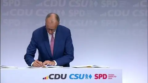 Friedrich Merz podpisuje umowę koalicyjną z SPD 