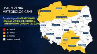 Ostrzeżenia IMGW przed intensywnymi opadami śniegu, oblodzeniem i intensywnymi opadami deszczu