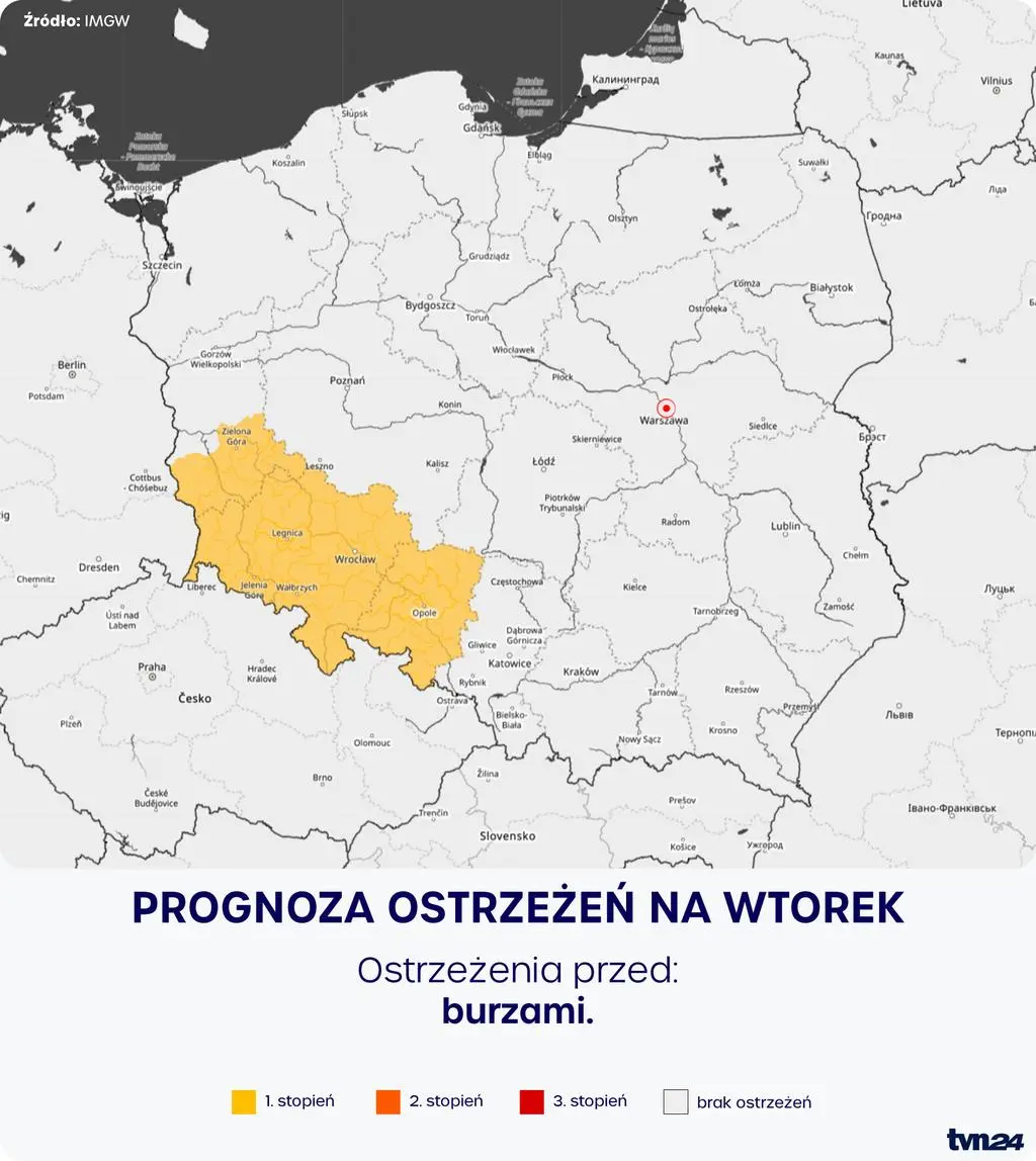 Prognoza zagrożeń na wtorek