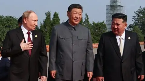 Władimir Putin, Xi Jinping i Kim Dzong Un na defiladzie w Pekinie