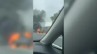 Auto płonęło na autostradzie A4