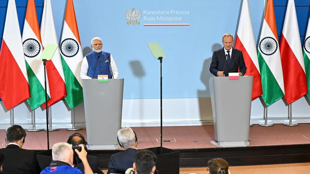 Konferencja prasowa premierów Indii i Polski