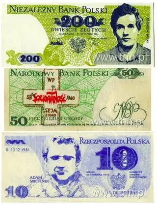 Przykład opozycyjnych banknotów ze zbiorów Norberta Wojciechowskiego